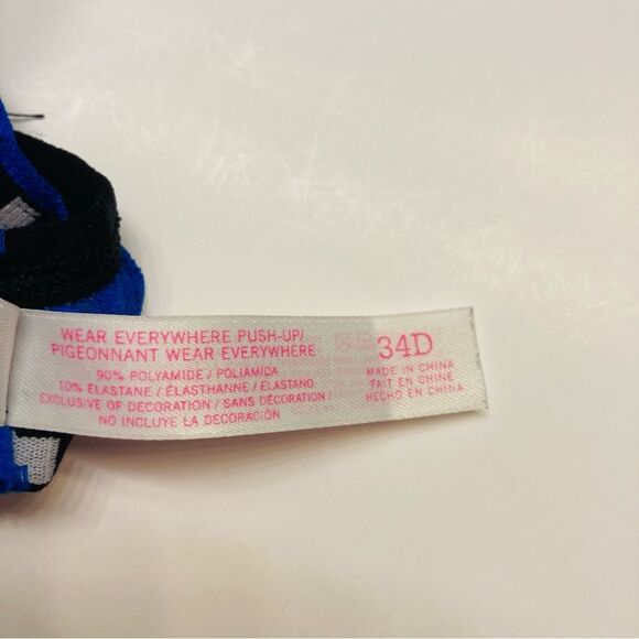 Victoria's Secret PINK Wear Everywhere Push‎ Up Bra Size 34D Leopard Print Blue - Picture 10 of 10